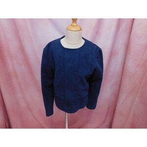 blue violet Faux Suede Back Zip Long Sleeve Navy Blue Top Girl's 14